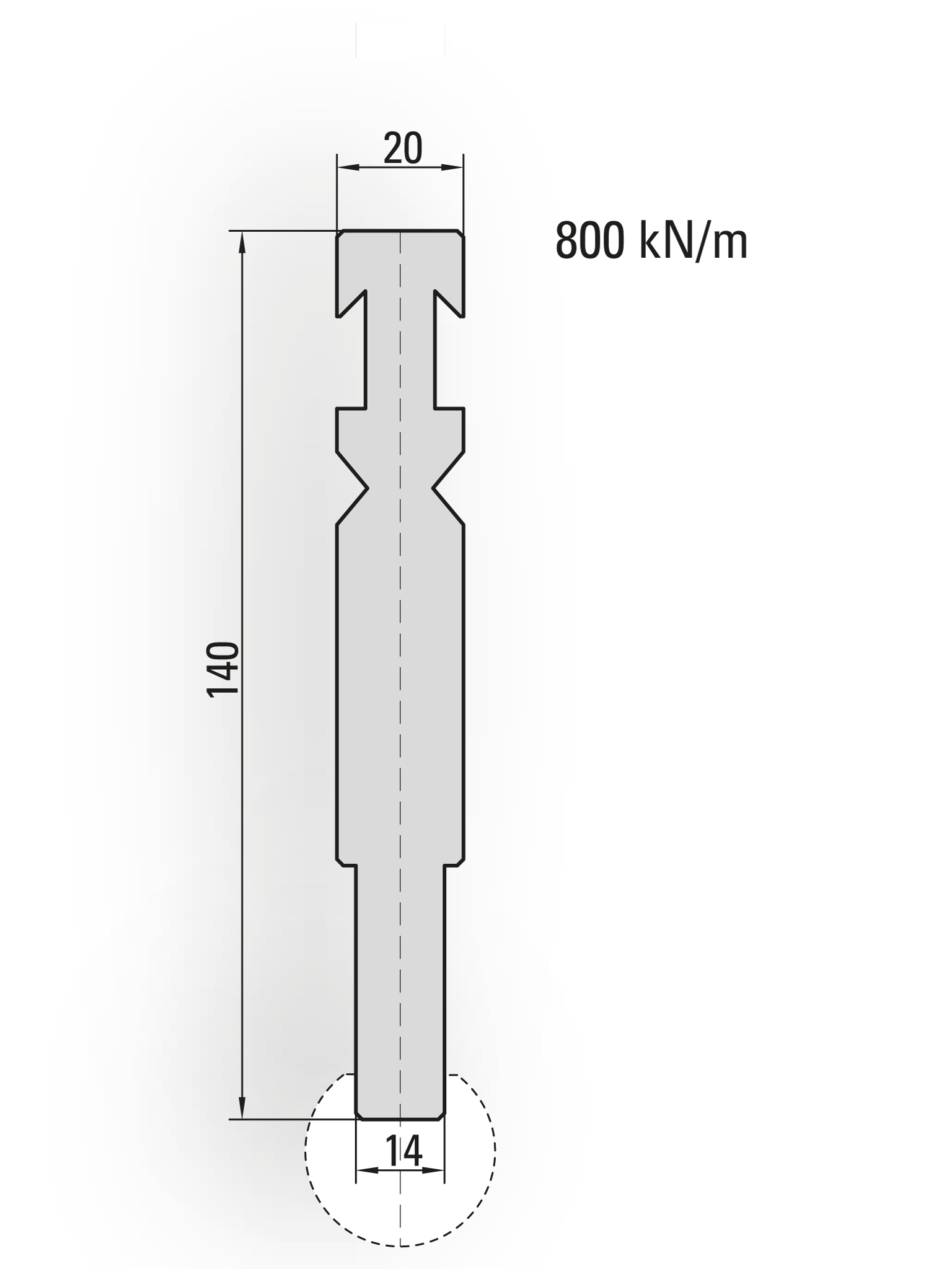 14.252-412 Houder Radiusgereedschap Type I / H=140 / L=412 mm