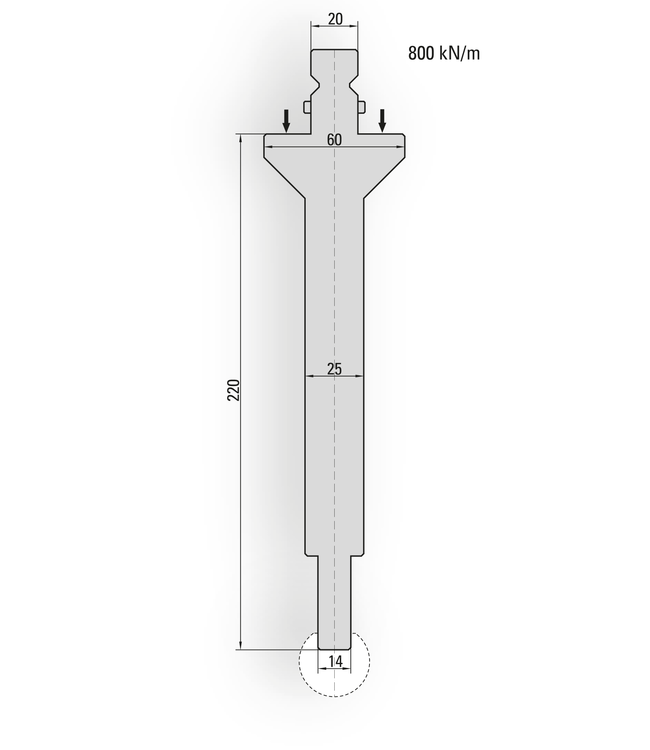 15.018-830-Pin Houder Radiusgereedschap Type I / H=220 / L=835 mm