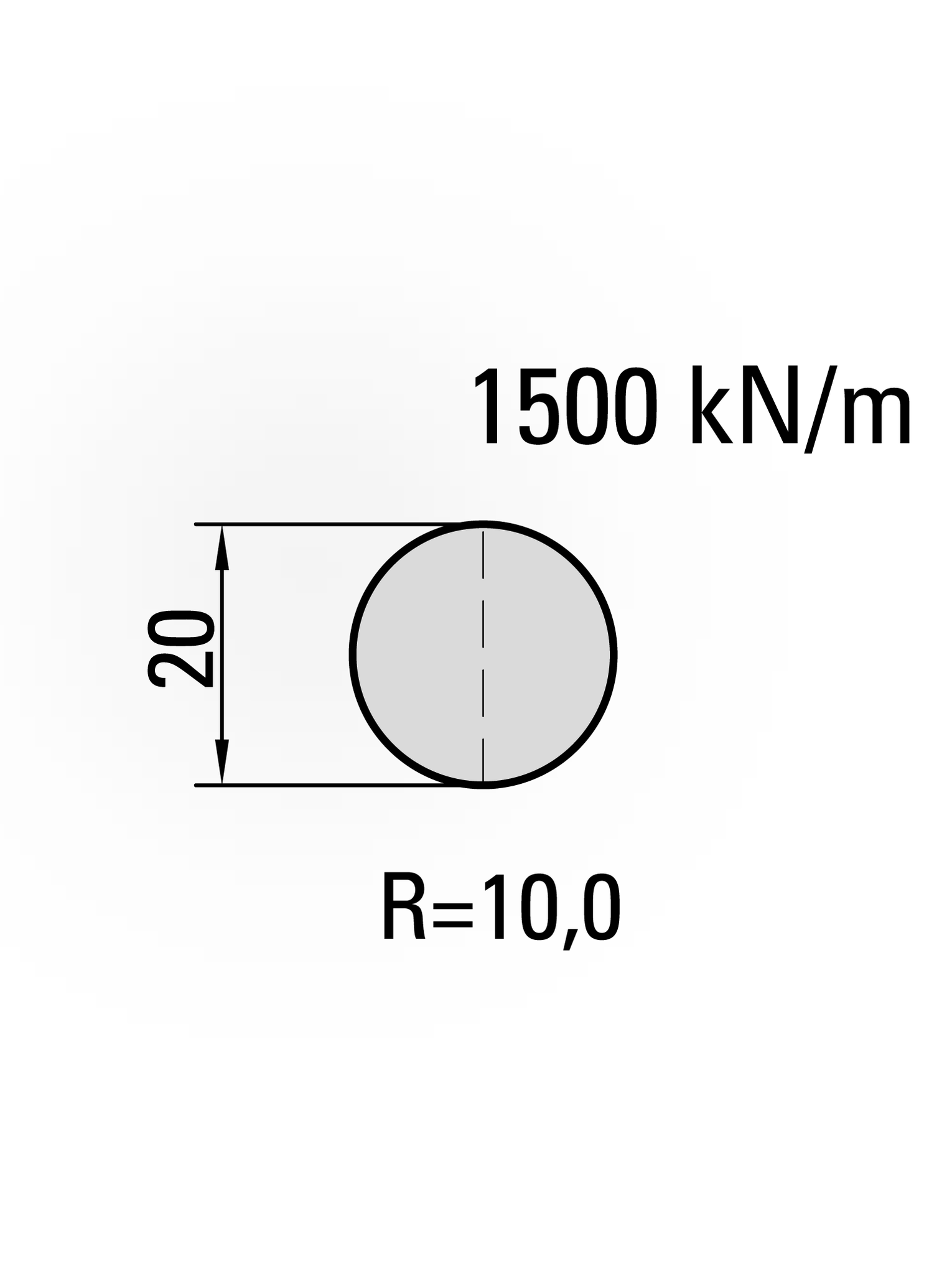15.030-500 Radiusgereedschap Type II / R=10,0 / H=20,0 / L=500 mm / Mat.C45