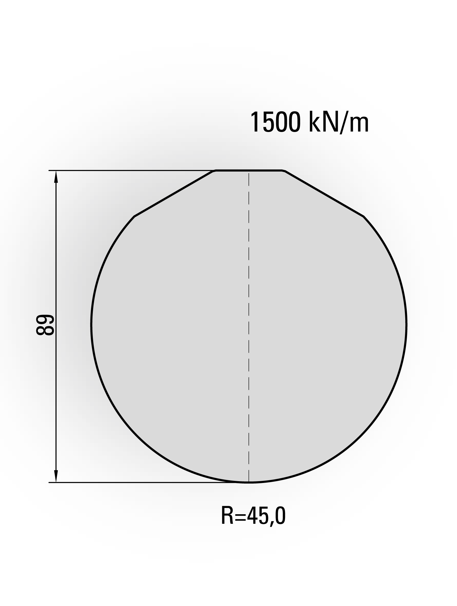 15.039-300 Radiusgereedschap Type II / R=45,0 / H=89,0 / L=300 mm / Mat.C45