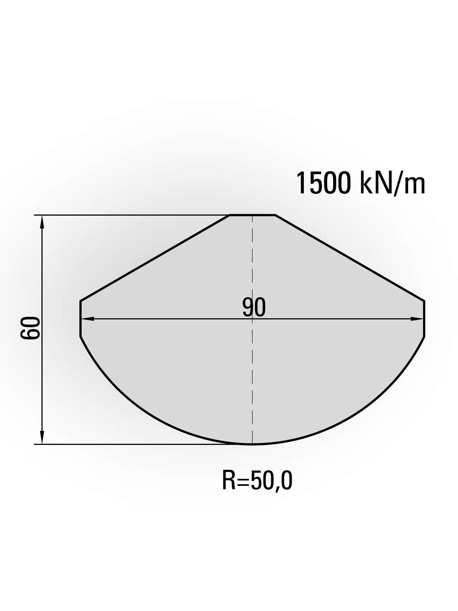 15.040-500 Radiusgereedschap Type II / R=50,0 / H=60,0 / L=500 mm / Mat.C45