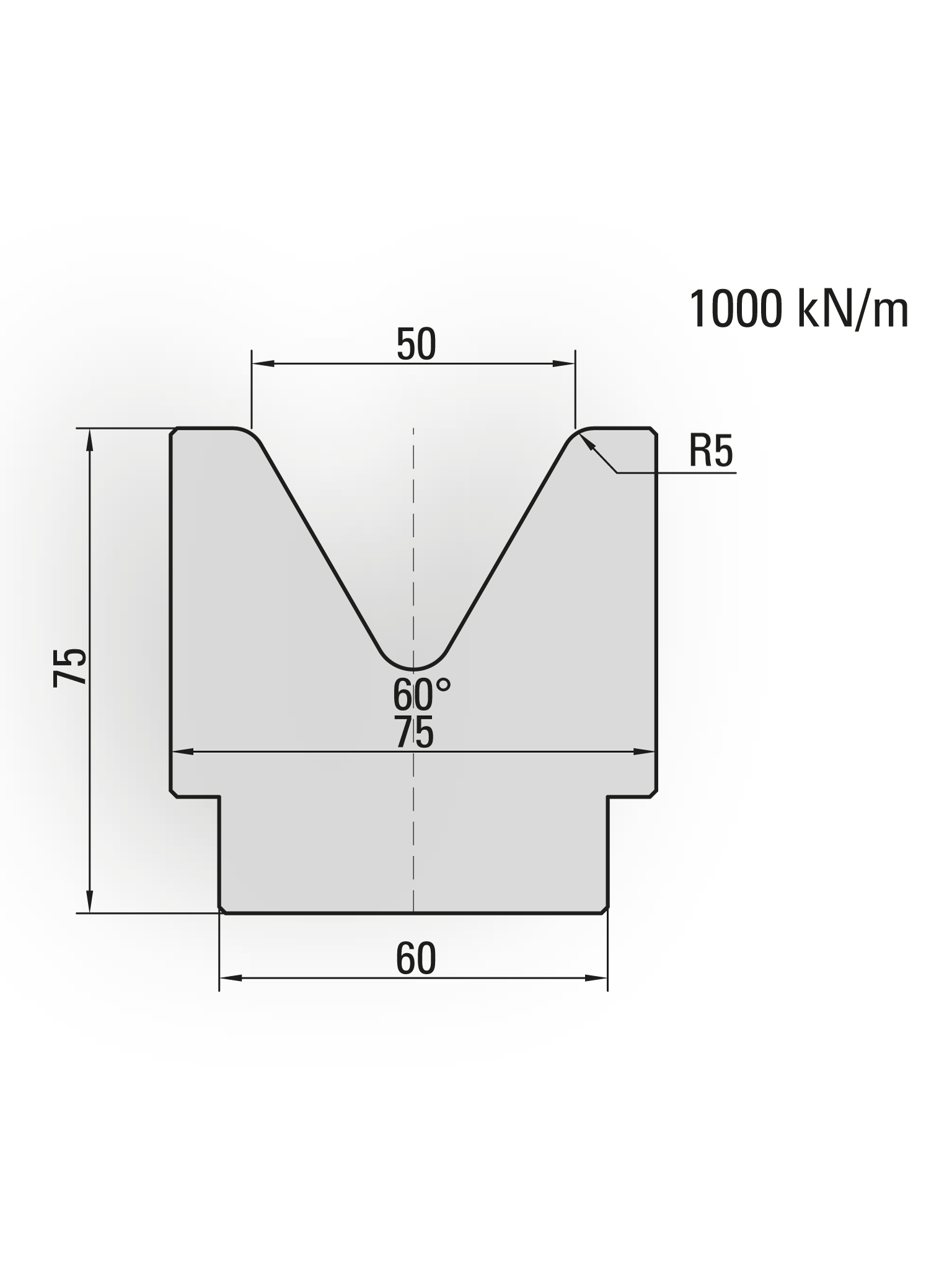 20.650-415 1-V Matrijs / 60° / V=50 / L=415 mm