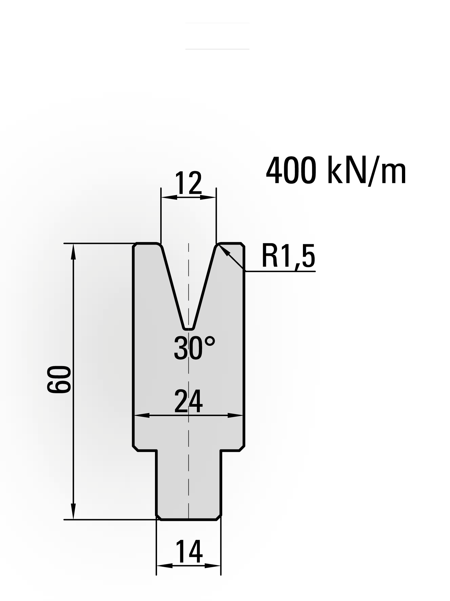 22.312-835 1-V Matrijs / 30° / V=12 / L=835 mm