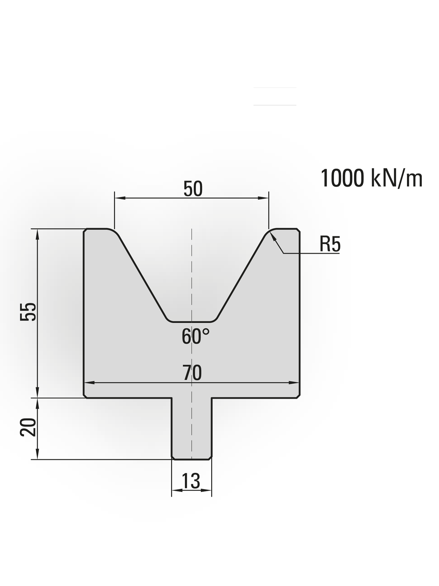 24.050-300 1-V Matrijs / 60° / V=50 / L=300 mm