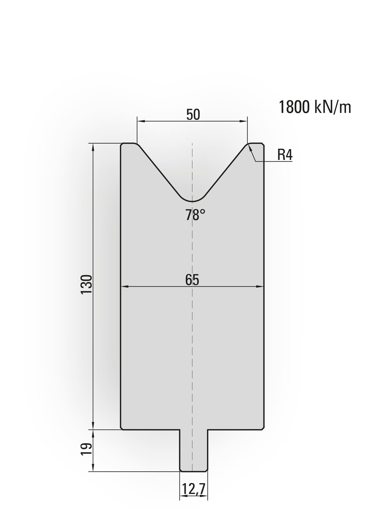 26.271-510 1-V Matrijs / 78° / V=50 / L=510 mm