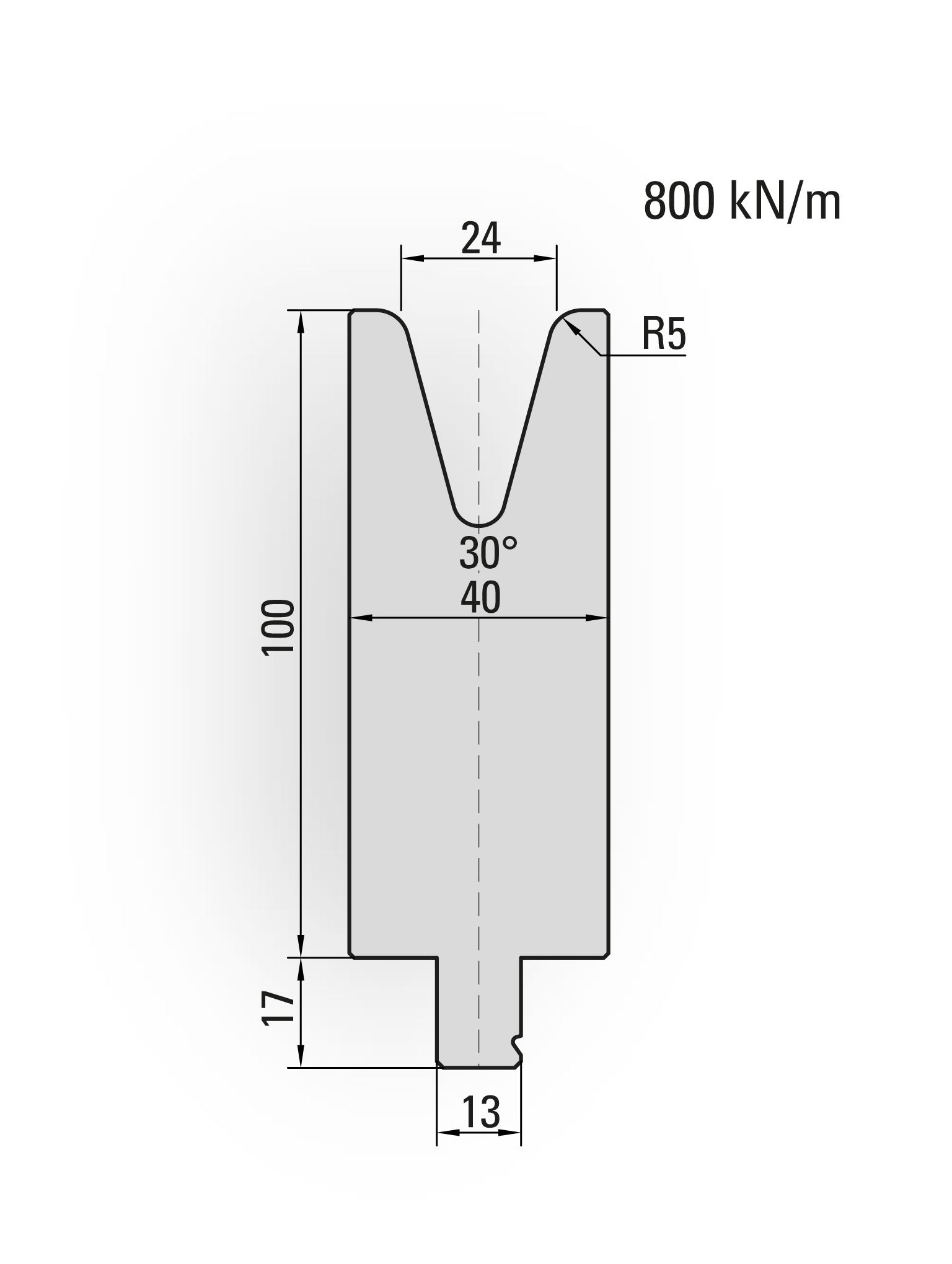 29.354-515 1-V Matrijs / 30° / V=24 / L=515 mm