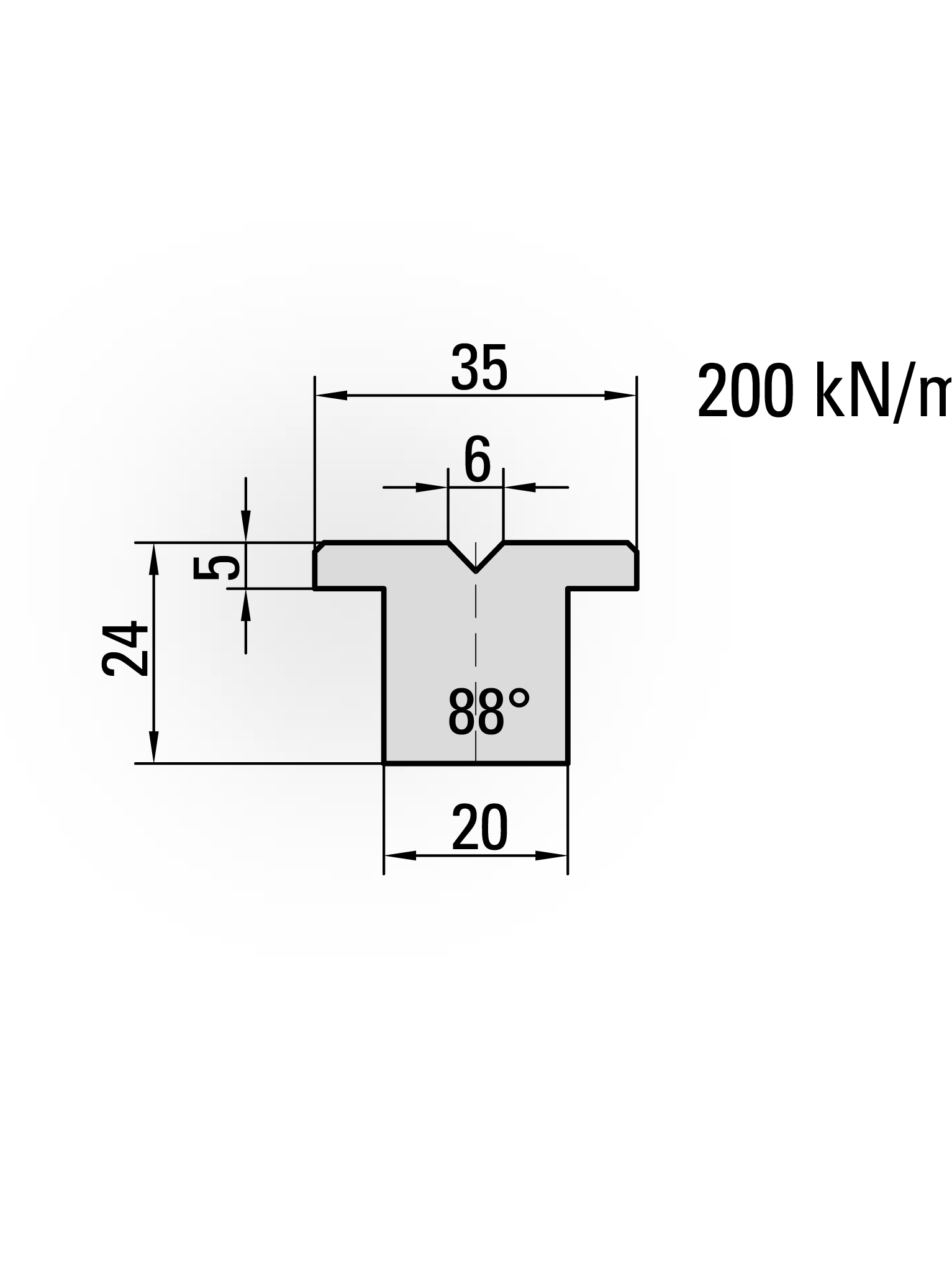 32.810-835 Ondergereedschap / 1-V Kunststofmatrijs / 88° / V=10 / L=835 mm