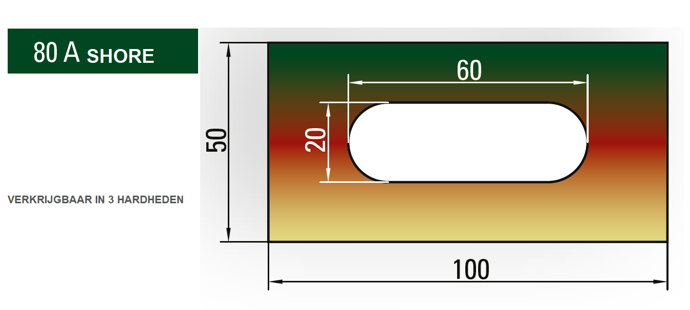 35.480-415 PU-Kussen+kerngat 50x100 / 80 Shore / L=415 mm