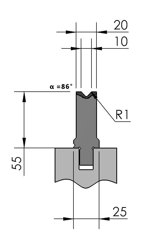 W276961 OZU-022/1 - V=10  - 86° - R=1,0 - L=515 mm