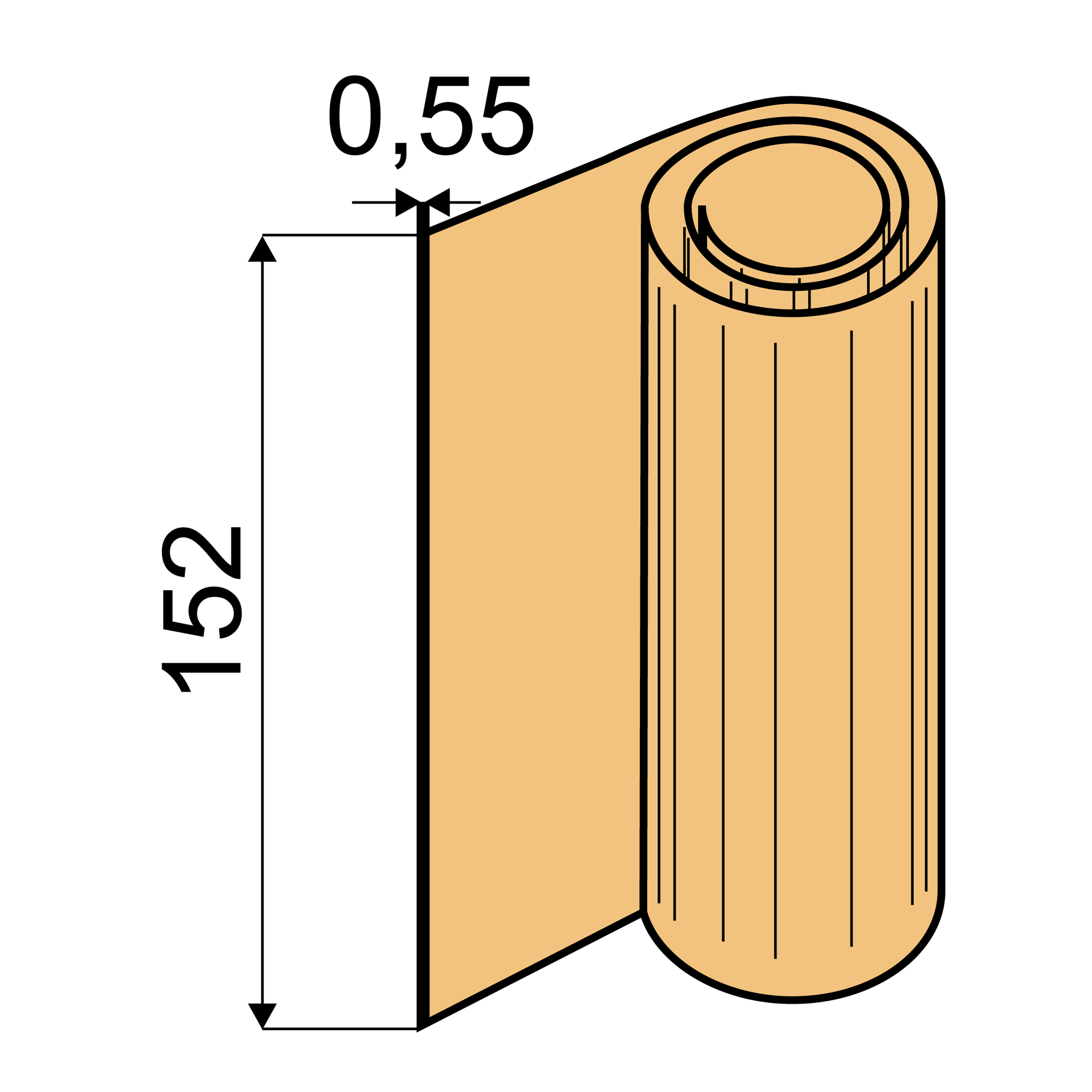 VU0,55X152-5M Zetfolie 0,55x152 mm - Rol van 5 mtr